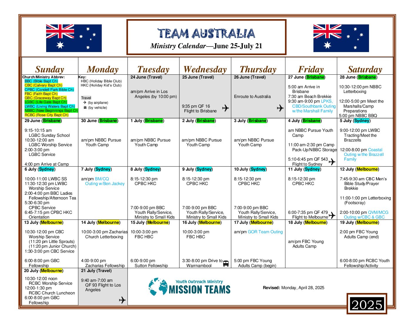 05 Ministry Calendar Australia 2025